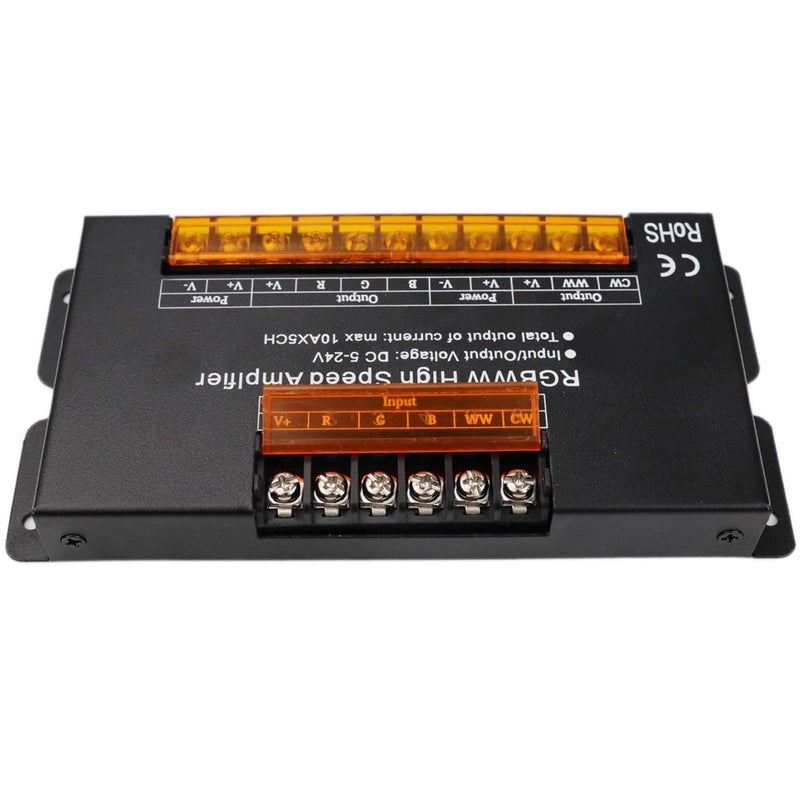 LEDENET مضخم عالي السرعة 5 قنوات LEDENET 50A 12V 24V مكرر إشارة البيانات 5CH هيكل ألمنيوم لأضواء شريط RGBCCT RGBW - Image 3